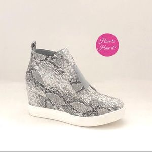 Zoey Snake Print Wedge Sneaker